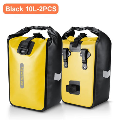 Paire de sacoches 10L coloris jaune, vue de face à plat
