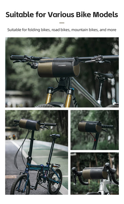 Suitable for Various Bike Models — sacoche ROCKBROS montée sur VTT guidon plat, vélo pliant, vélo de gravel et vélo de route — compatibilité universelle