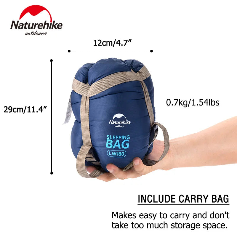 Sac de couchage Naturehike LW180 — 3 saisons, couplable en double, format enveloppe
