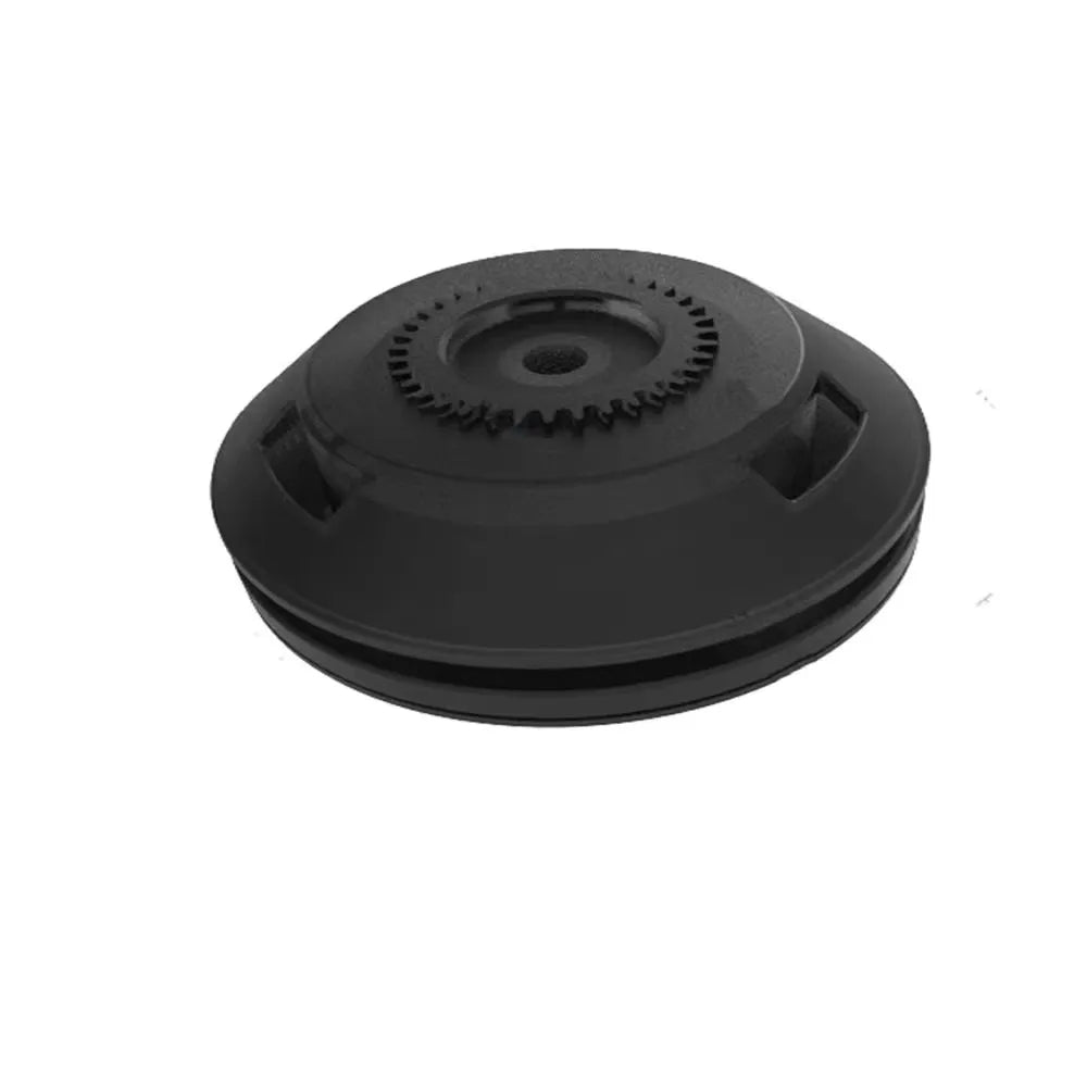 Vue de la bague d'adaptation magnétique côté guidon — base ronde noire avec engrenage de verrouillage