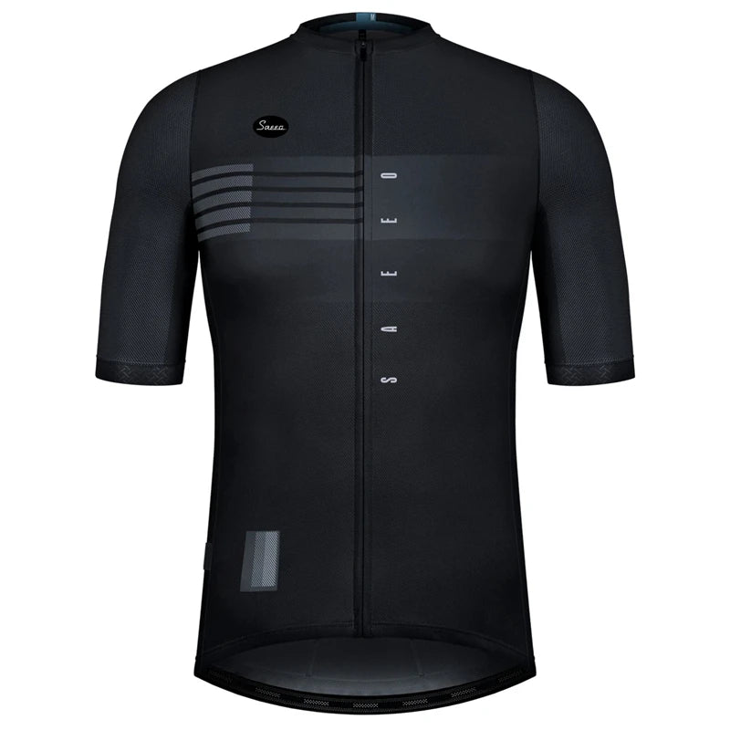Variante jersey 5 — maillot cyclisme homme coloris noir intégral avec détails graphiques ton sur ton