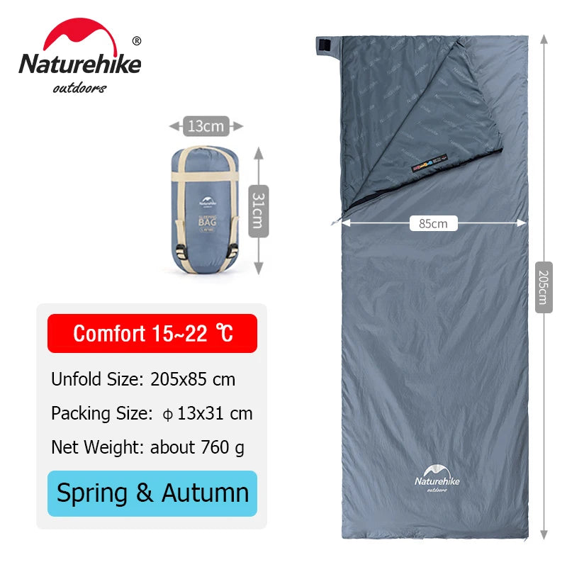 Sac de couchage Naturehike LW180 — 3 saisons, couplable en double, format enveloppe