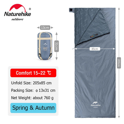 Sac de couchage Naturehike LW180 — 3 saisons, couplable en double, format enveloppe
