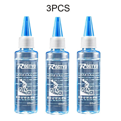 Lot de 3 flacons Rogtyo 60ml d'huile de chaîne cire sèche sur fond blanc (variante 3 flacons)