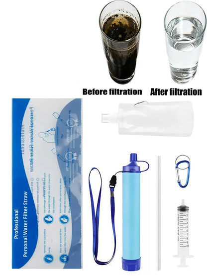 Filtre à eau à paille — Filtration 4 étapes, portable, sans batterie ni produit chimique