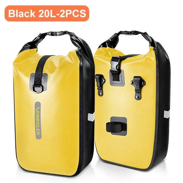Paire de sacoches 20L coloris jaune, vue de face à plat