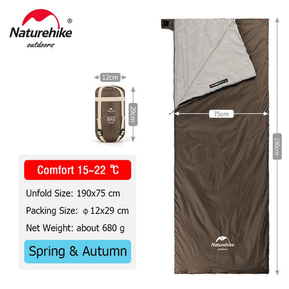 Sac de couchage Naturehike LW180 — 3 saisons, couplable en double, format enveloppe