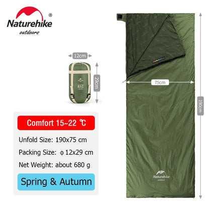 Sac de couchage Naturehike LW180 — 3 saisons, couplable en double, format enveloppe