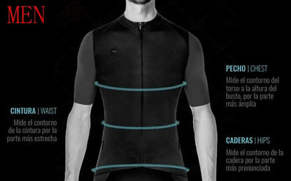 Guide de prise de mensurations homme : poitrine, taille et hanches pour le maillot cyclisme
