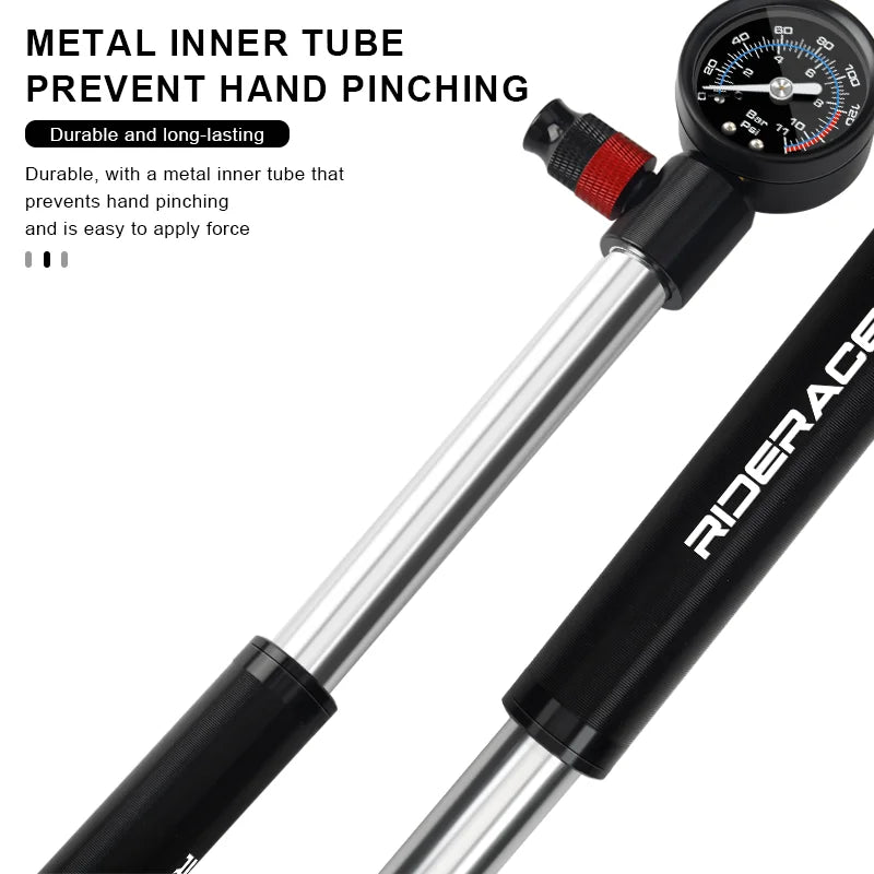 Tube intérieur métal anti-pincement — zoom tige télescopique chromée et corps aluminium RIDERACE, conception durable et lisse en main
