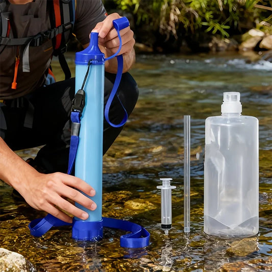 Filtre à eau à paille — Filtration 4 étapes, portable, sans batterie ni produit chimique