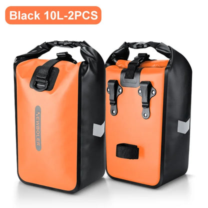 Paire de sacoches 10L coloris orange, vue de face à plat