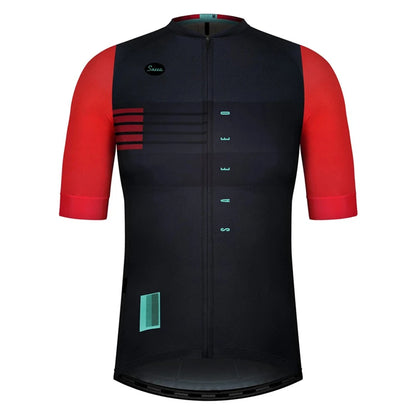 Variante jersey 8 — maillot cyclisme homme coloris noir avec manches rouge vif