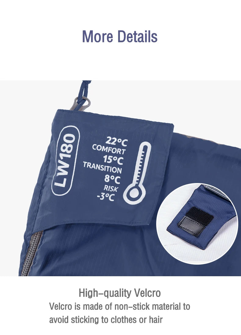 Sac de couchage Naturehike LW180 — 3 saisons, couplable en double, format enveloppe