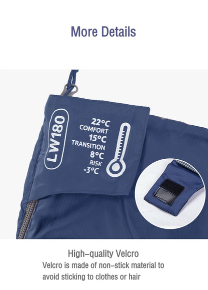 Sac de couchage Naturehike LW180 — 3 saisons, couplable en double, format enveloppe