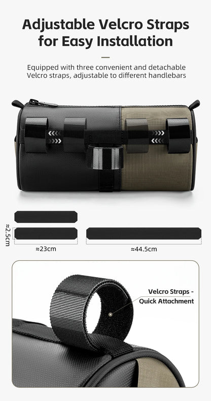 Adjustable Velcro Straps for Easy Installation — 3 sangles velcro détachables (2×23cm + 1×44,5cm, largeur 2,5cm) avec zoom Quick Attachment