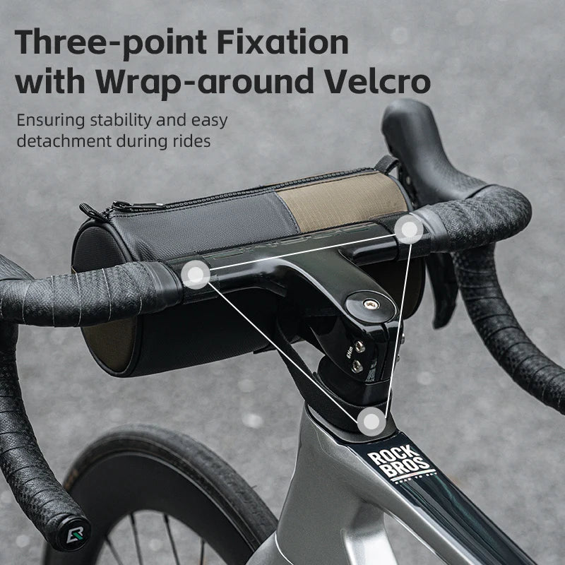 Schéma Three-point Fixation Wrap-around Velcro ROCKBROS — 3 points d'attache sur guidon et potence de vélo de route