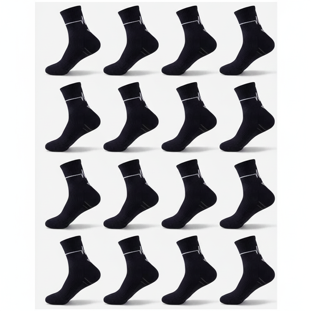 Studio : dix chaussettes noires alignées en rangées, lot de 10 paires noires