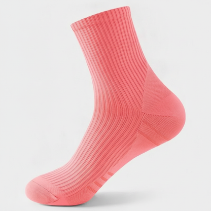 Studio : une chaussette corail seule, vue de profil
