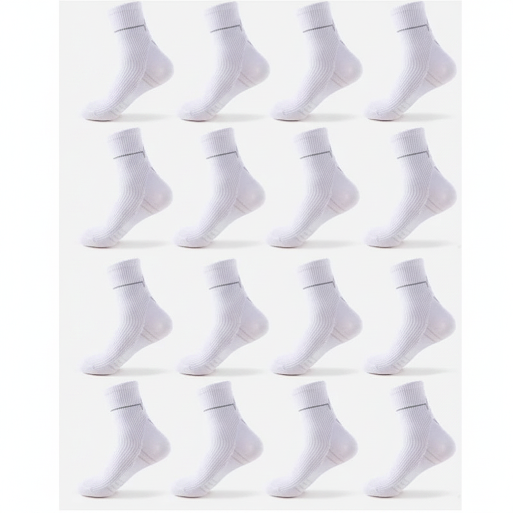 Studio : dix chaussettes blanches alignées en rangées, lot de 10 paires blanches