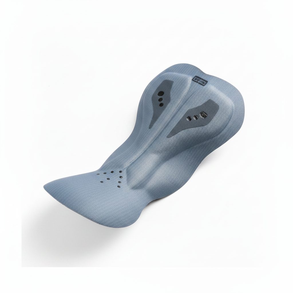 Gros plan du rembourrage gel ergonomique amovible, vue studio sur fond blanc