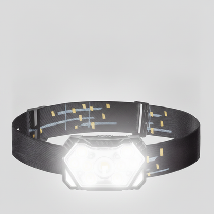 Lampe frontale 9 LED — vue studio d'une seule lampe
