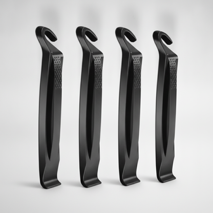 Lot de 4 démonte-pneus vélo en plastique PP noir — vue studio