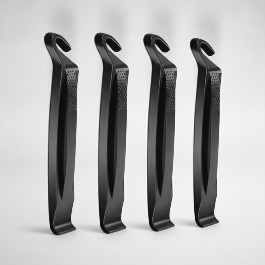 Lot de 4 démonte-pneus vélo en plastique PP noir — vue studio