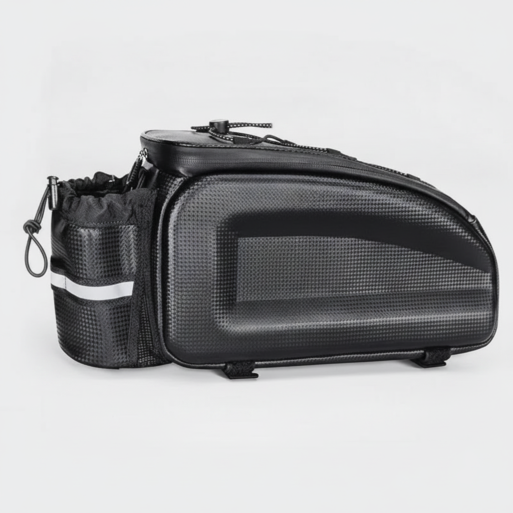Sacoche de porte-bagage rigide Velotrip en version 8L, vue studio de profil