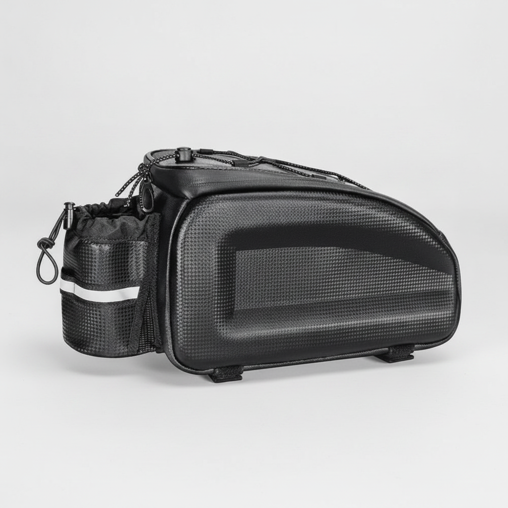 Sacoche de porte-bagage rigide Velotrip en version 4L, vue studio de profil